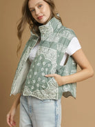 Umgee Wild Heart Bandana Quilted Puffer Vest-Women's Shirts & Tops-Shop Z & Joxa