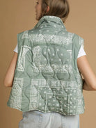 Umgee Wild Heart Bandana Quilted Puffer Vest-Women's Shirts & Tops-Shop Z & Joxa