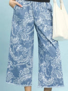 Umgee Wildflower Wash Stone Wash Wide Leg Crop Pants-Women's Pants-Shop Z & Joxa