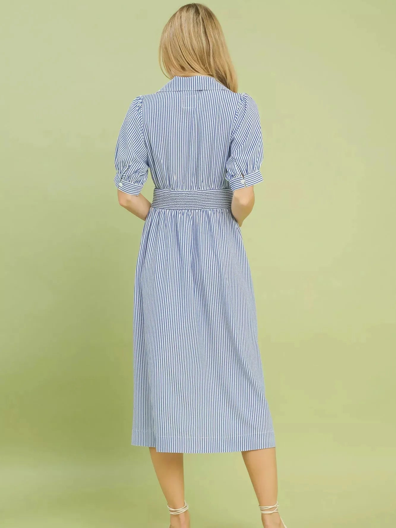 Umgee Zip into Summer Striped Midi Dress with Front Zipper-Women's Dresses-Shop Z & Joxa