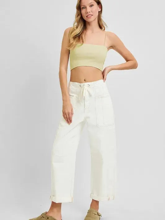 Urban Ease High-Waisted Drawstring Jeans by Risen-Women's Jeans-Shop Z & Joxa