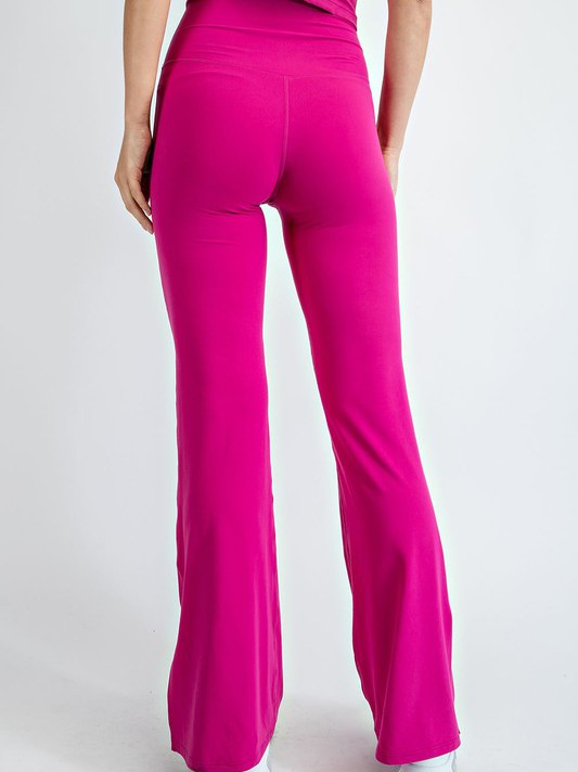 V-Waist Yoga Pants with Side Slit Flare-Women's Clothing-Shop Z & Joxa