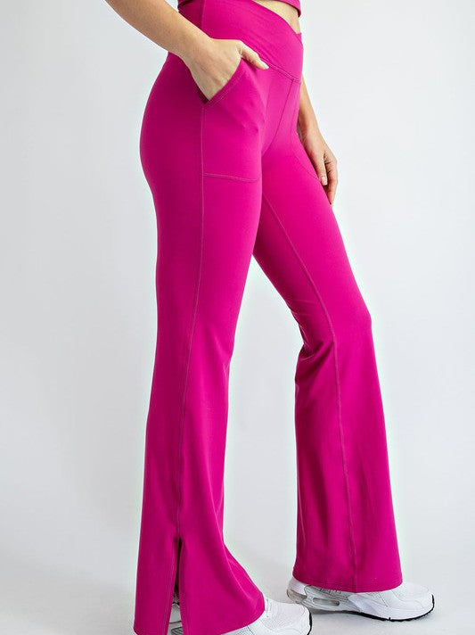 VWaist Yoga Pants with Side Slit Flare