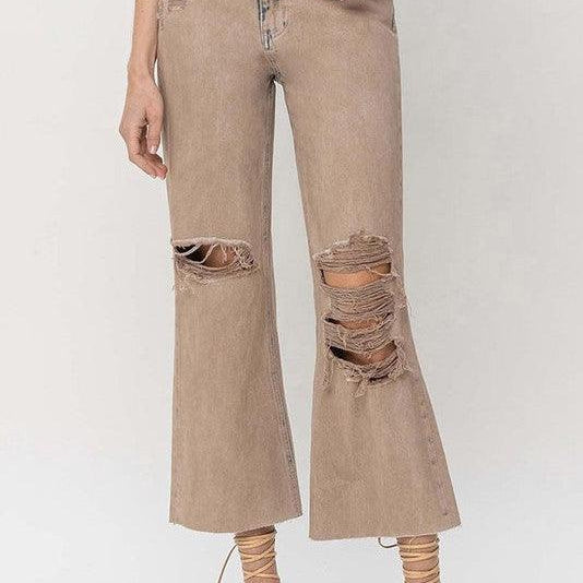 VERVET By Flying Monkey 90s Vintage Crop Flare Jeans | Burnt-Women's Clothing-Shop Z & Joxa