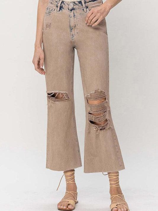 VERVET By Flying Monkey 90s Vintage Crop Flare Jeans | Burnt-Women's Clothing-Shop Z & Joxa