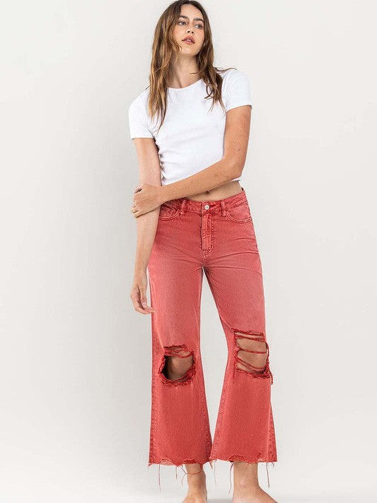 VERVET By Flying Monkey 90s Vintage Crop Fringe Hem Flare Jeans | Bossa Nova-Women's Jeans-Shop Z & Joxa