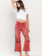 VERVET By Flying Monkey 90s Vintage Crop Fringe Hem Flare Jeans | Bossa Nova-Women's Jeans-Shop Z & Joxa