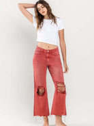 VERVET By Flying Monkey 90s Vintage Crop Fringe Hem Flare Jeans | Bossa Nova-Women's Jeans-Shop Z & Joxa