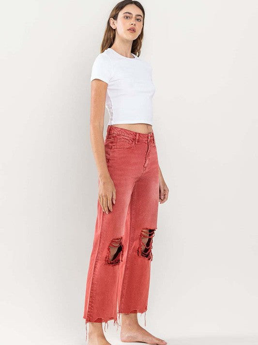 VERVET By Flying Monkey 90s Vintage Crop Fringe Hem Flare Jeans | Bossa Nova-Women's Jeans-Shop Z & Joxa