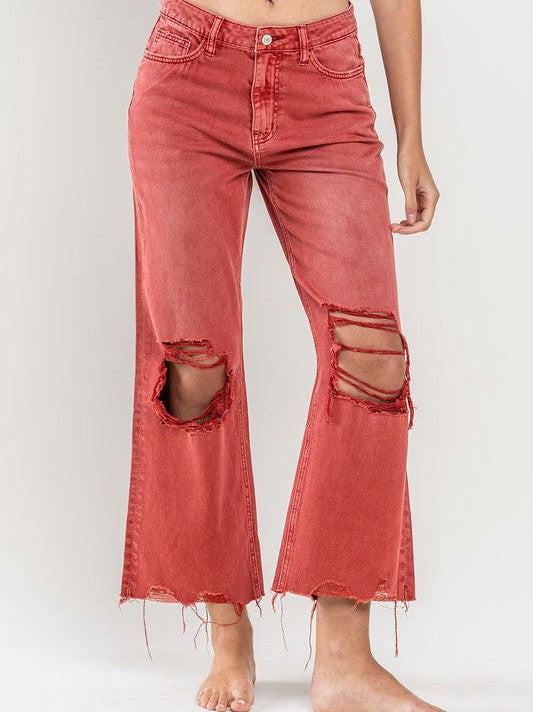 VERVET By Flying Monkey 90s Vintage Crop Fringe Hem Flare Jeans | Bossa Nova-Women's Jeans-Shop Z & Joxa