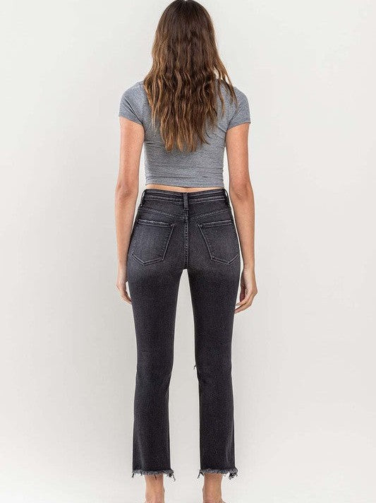 VERVET By Flying Monkey Astir Dream High Rise Stretch Distressed Crop Slim Straight Jeans-Women's Clothing-Shop Z & Joxa