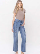 VERVET By Flying Monkey Born to be Worn High Rise Dad Cargo Jeans-Women's Clothing-Shop Z & Joxa