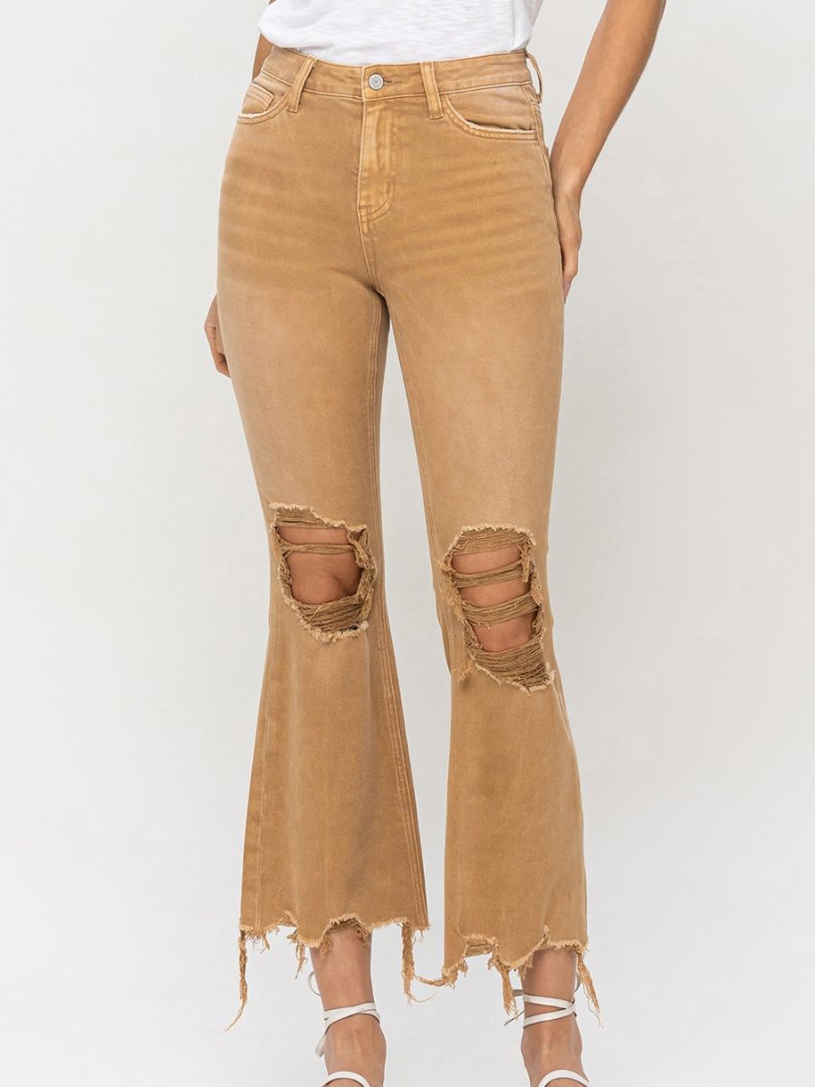 VERVET By Flying Monkey Feel the Freedom High Rise Distressed Flare Jeans-Women's Clothing-Shop Z & Joxa