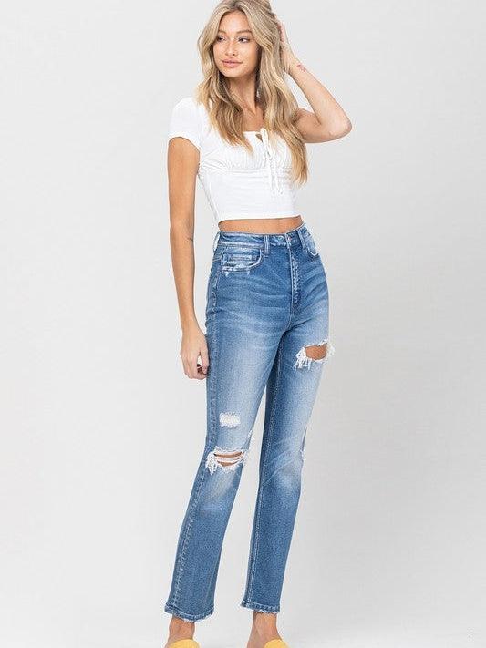 VERVET By Flying Monkey Hello Weekend Super High Rise Distressed Jeans-Women's Clothing-Shop Z & Joxa