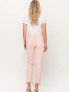 VERVET By Flying Monkey Life's Better in Pink Mid Rise Straight Cut Cropped Mom Jeans-Women's Clothing-Shop Z & Joxa