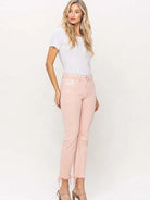 VERVET By Flying Monkey Life's Better in Pink Mid Rise Straight Cut Cropped Mom Jeans-Women's Clothing-Shop Z & Joxa