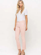 VERVET By Flying Monkey Life's Better in Pink Mid Rise Straight Cut Cropped Mom Jeans-Women's Clothing-Shop Z & Joxa