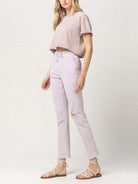 VERVET By Flying Monkey Like a Violet High Waisted Cropped Mom Jeans-Women's Clothing-Shop Z & Joxa