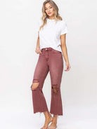 VERVET By Flying Monkey Modern Edge Vintage High Rise Crop Flare Jeans-Women's Clothing-Shop Z & Joxa