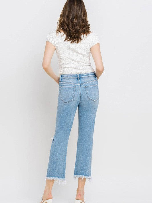VERVET By Flying Monkey Torne River High Rise Frayed Hem Crop Straight Jeans-Women's Clothing-Shop Z & Joxa