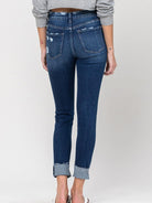 VERVET By Flying Monkey Zeek-out Distressed High Rise Cuffed Skinny Jeans-Women's Clothing-Shop Z & Joxa