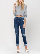VERVET By Flying Monkey Zeek-out Distressed High Rise Cuffed Skinny Jeans-Women's Clothing-Shop Z & Joxa