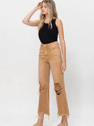 VERVET by Flying Monkey 90s Vibes + High Fives Distressed Cropped Jeans with Flare-Women's Clothing-Shop Z & Joxa