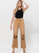 VERVET by Flying Monkey 90s Vibes + High Fives Distressed Cropped Jeans with Flare-Women's Clothing-Shop Z & Joxa