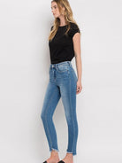 VERVET by Flying Monkey Celebrity High Rise Raw Step Hem Ankle Skinny Jeans-Women's Clothing-Shop Z & Joxa