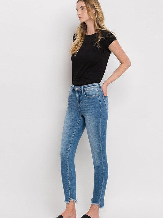 VERVET by Flying Monkey Celebrity High Rise Raw Step Hem Ankle Skinny Jeans-Women's Clothing-Shop Z & Joxa