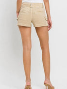 VERVET by Flying Monkey Rethinking Cargo High Rise Khaki Shorts-Women's Clothing-Shop Z & Joxa