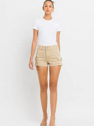 VERVET by Flying Monkey Rethinking Cargo High Rise Khaki Shorts-Women's Clothing-Shop Z & Joxa