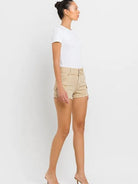 VERVET by Flying Monkey Rethinking Cargo High Rise Khaki Shorts-Women's Clothing-Shop Z & Joxa