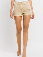 VERVET by Flying Monkey Rethinking Cargo High Rise Khaki Shorts-Women's Clothing-Shop Z & Joxa