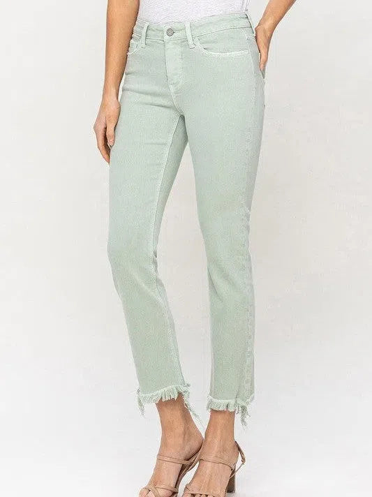VERVET by Flying Monkey Styled-in Mint Mid Rise Crop Straight Jeans-Women's Clothing-Shop Z & Joxa