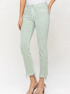 VERVET by Flying Monkey Styled-in Mint Mid Rise Crop Straight Jeans-Women's Clothing-Shop Z & Joxa