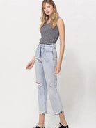 VERVET by Flying Monkey Super High Relaxed Cuffed Straight Jeans-Women's Clothing-Shop Z & Joxa