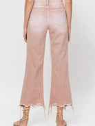 VERVET by Flying Monkey Vintage Distressed High Waist Flare Crop Jeans in Rose Pink-Women's Clothing-Shop Z & Joxa