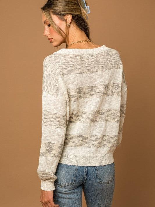 Vanilla Cream Oversized Striped Sweater-Women's Clothing-Shop Z & Joxa