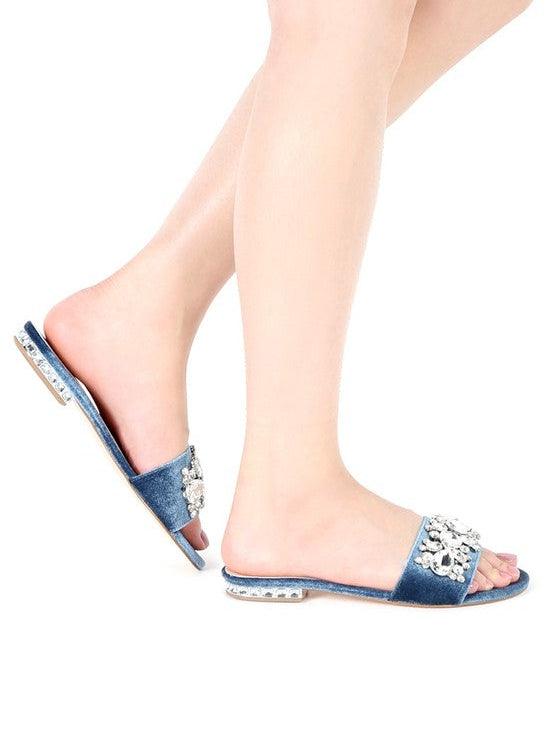 Velvet + Jewels Embellished Flat Sandals-Women's Shoes-Shop Z & Joxa