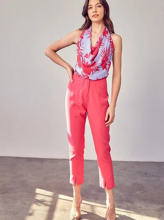 Vibrant Artistry Cowl Neck Halter Top-Women's Clothing-Shop Z & Joxa