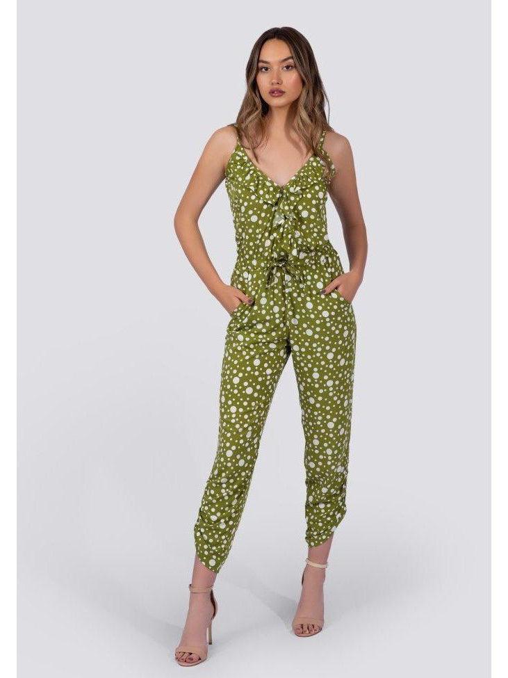 Vintage Green Polka Dot Jumper | Ethical Fashion-Women's Jumpsuits-Shop Z & Joxa