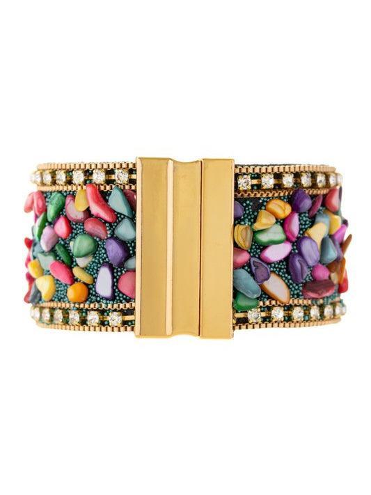 Vivid Stones Gravel Bead Magnetic Bracelet-Women's Accessories-Shop Z & Joxa