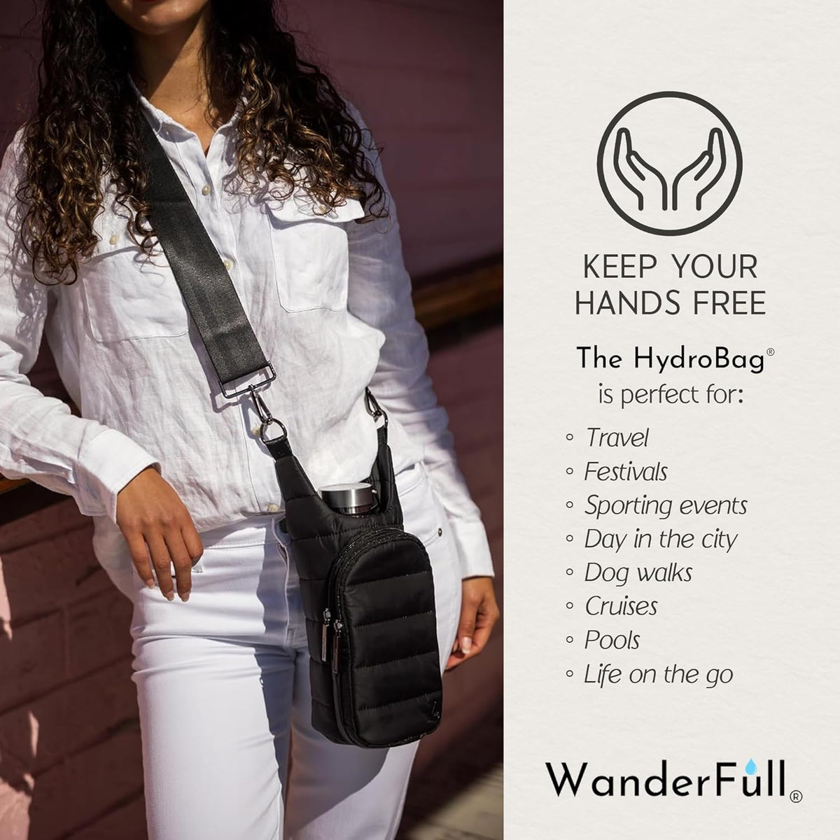 Wanderfull HydroBag® Crossbody Bag in Black Matte-Crossbody bag-Shop Z & Joxa