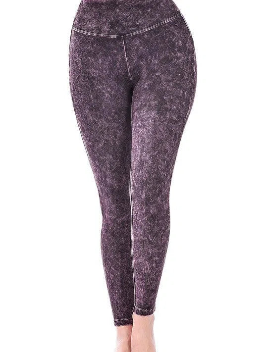 Washed-Out High-Waist Yoga Leggings-Women's Clothing-Shop Z & Joxa