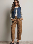 Western Soul Vintage Wash Braided Denim Vest-vest-Shop Z & Joxa