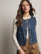 Western Soul Vintage Wash Braided Denim Vest-vest-Shop Z & Joxa