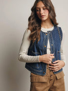Western Soul Vintage Wash Braided Denim Vest-vest-Shop Z & Joxa