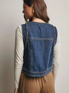 Western Soul Vintage Wash Braided Denim Vest-vest-Shop Z & Joxa