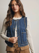 Western Soul Vintage Wash Braided Denim Vest-vest-Shop Z & Joxa